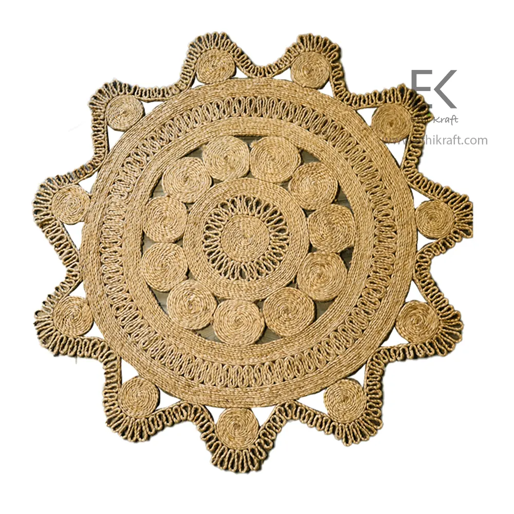 Alternative view of Ethi Kraft Handmade Jute Rug - Placemat - 100% jute - 100% Hand Stitched - Eco Friendly Rugs for Bedroom - Kitchen - Living Room - Farmhouse