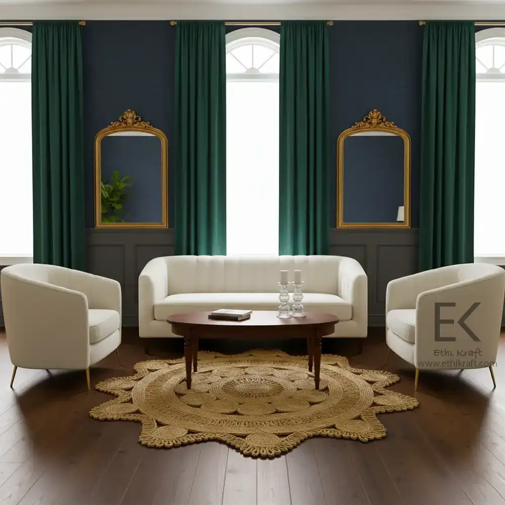 Ethi Kraft Handmade Jute Rug - PlaceMat | 100% Jute - 100% Hand Stitched