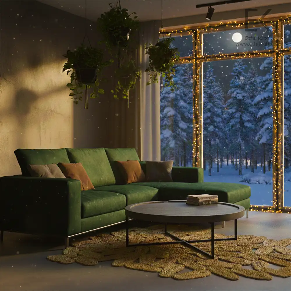 Ethi Kraft Handmade Jute Rug - PlaceMat - 100% jute - 100% Hand Stitched -Eco Friendly Rugs for Bedroom - Kitchen - Living Room - Farmhouse