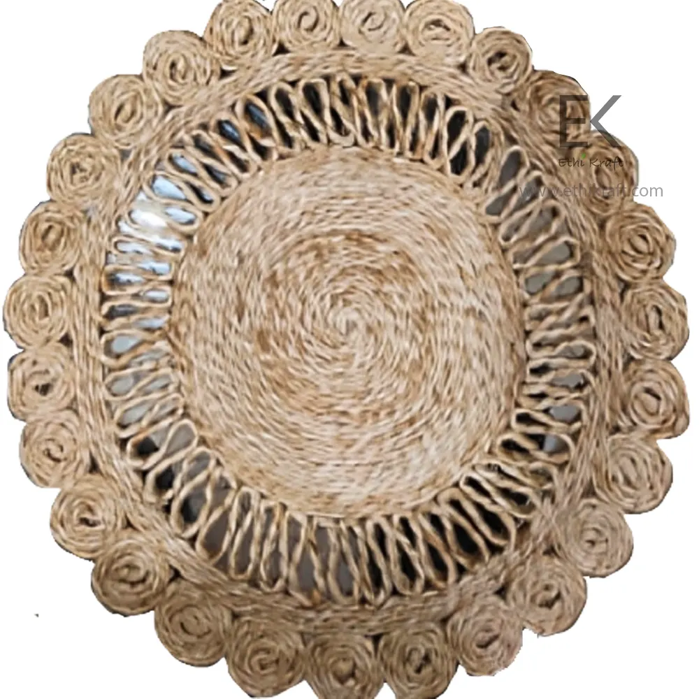 Ethi Kraft Handmade Jute Rug - Placemat -13 inch - 100% jute