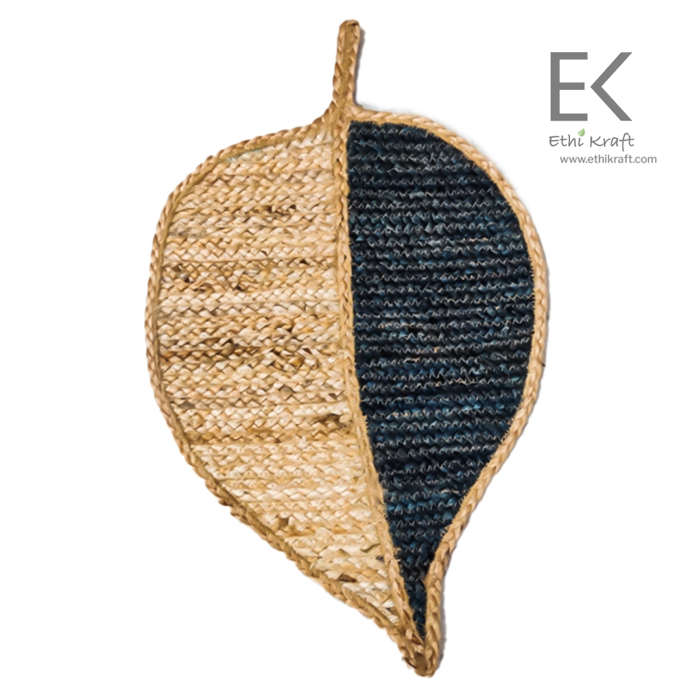 Alternative view of Ethi Kraft Handmade Jute Rug - PlaceMat (Leaf) - 50% Nat 50% Dye -  Machine Stitched -Eco Friendly Rugs for Bedroom - Kitchen - Living Room - Farmhouse