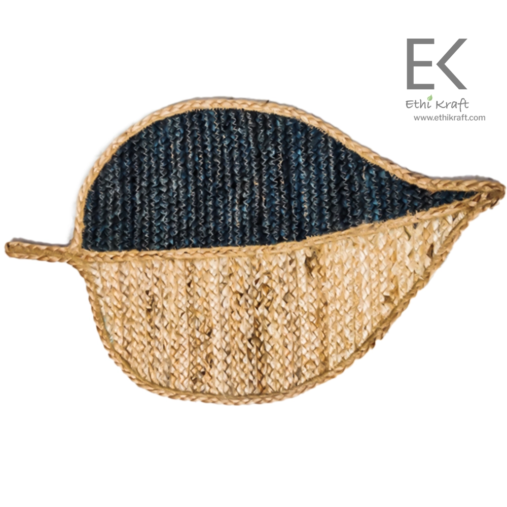 50% Nat 50% Dye Ethi Kraft Handmade Jute Rug - Place Mat