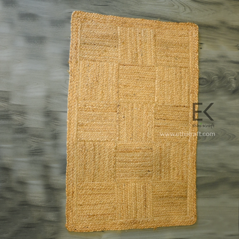 Alternative view of Ethi Kraft Handmade Jute Rug -Double braided ( 9PLY - 1.5inch Thick) 100% Jute - 100% Hand Stitched - Eco Friendly Rugs for Bedroom - Kitchen - Living Room - Farmhouse
