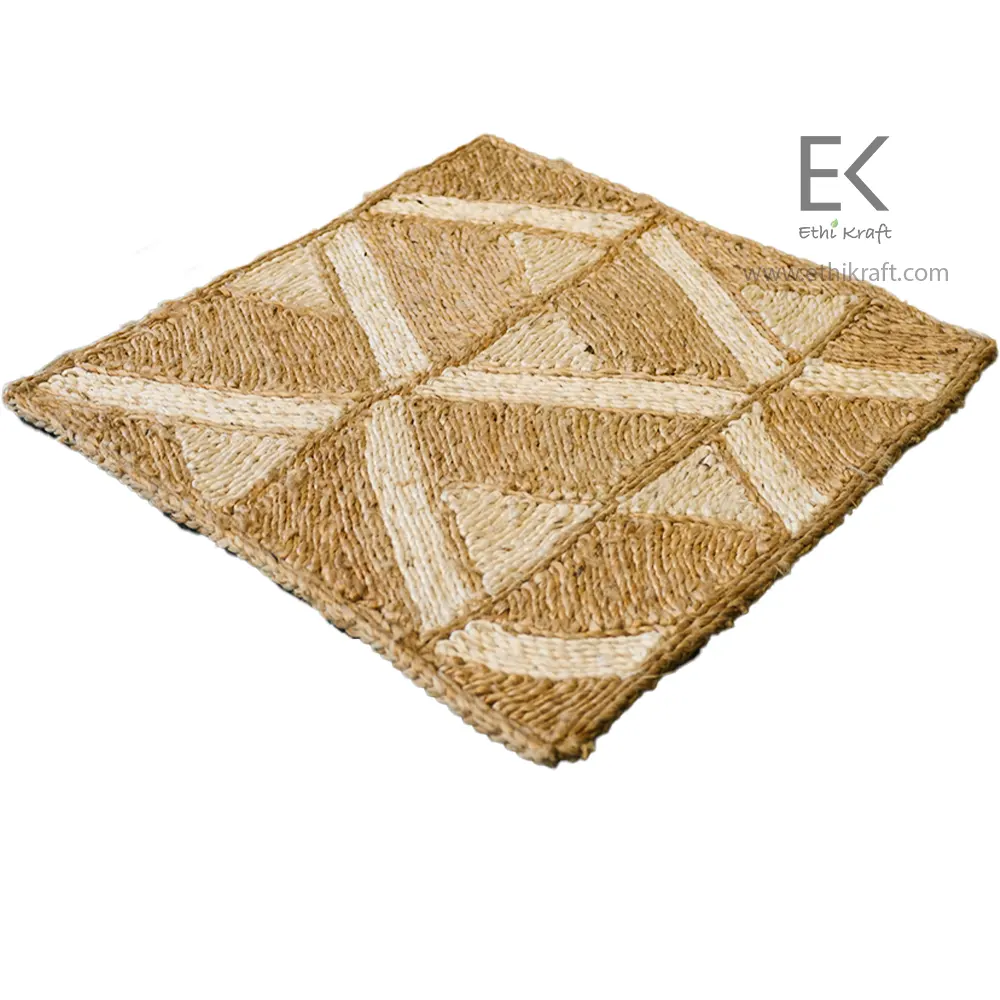 Alternative view of Ethi Kraft Handmade Jute Rug - Pattern fill - 100% jute - 100% Hand Stitched - Eco Friendly Rugs for Bedroom - Kitchen - Living Room - Farmhouse