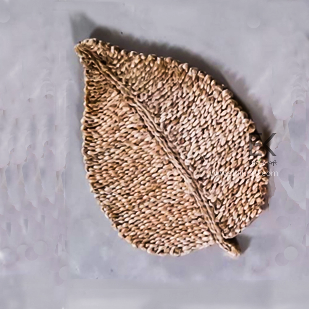 Alternative view of Ethi Kraft Handmade Jute Rug - Leaf Placemat - 13 inch - 100% jute - 100% Hand Stitched - Eco Friendly Placemats for Bedroom - Kitchen - Living Room - Farmhouse