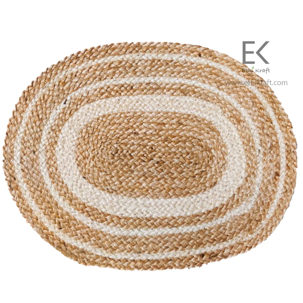 Alternative view of Ethi Kraft Handmade Jute Rug - PlaceMat - 100% jute -  Machine Stitched -Eco Friendly Rugs for Bedroom - Kitchen - Living Room - Farmhouse