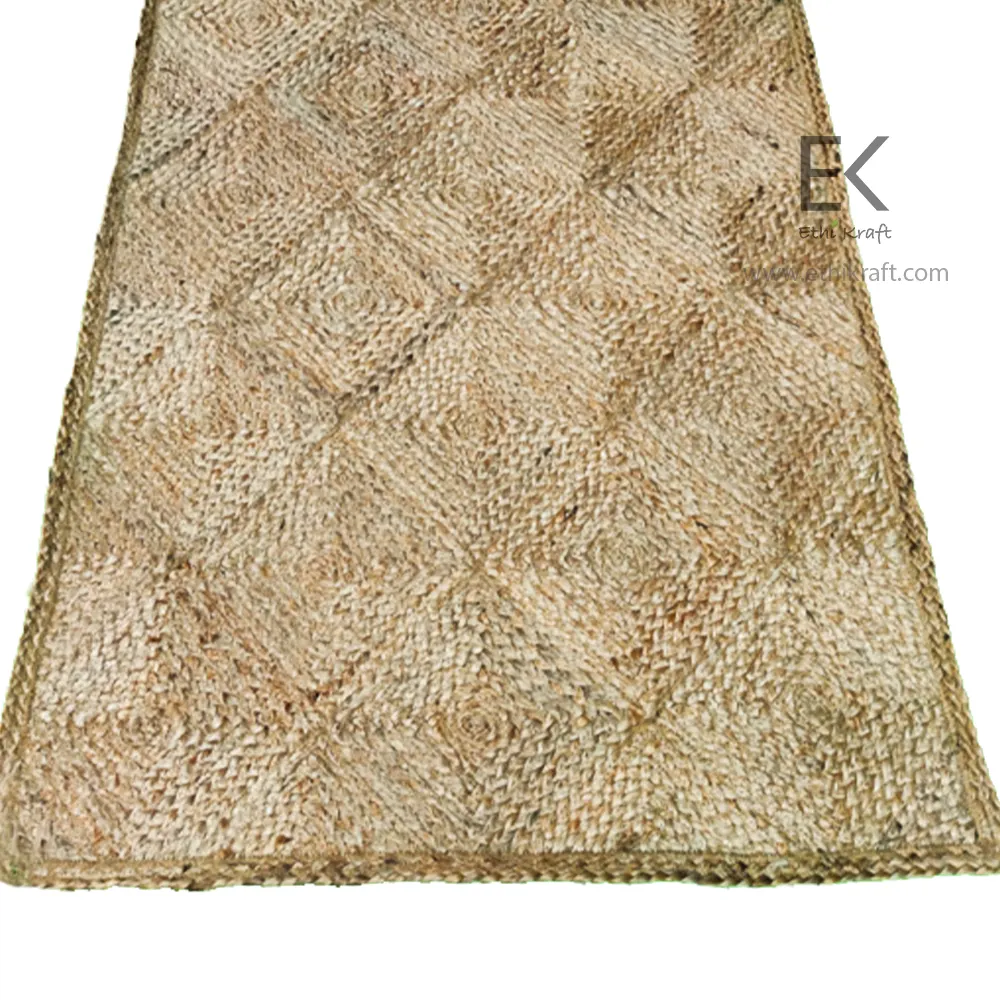 Alternative view of Ethi Kraft Handmade Jute Rug -Thin Braided Rug  - 100% jute -  Machine Stitched -Eco Friendly Rugs for Bedroom - Kitchen - Living Room - Farmhouse