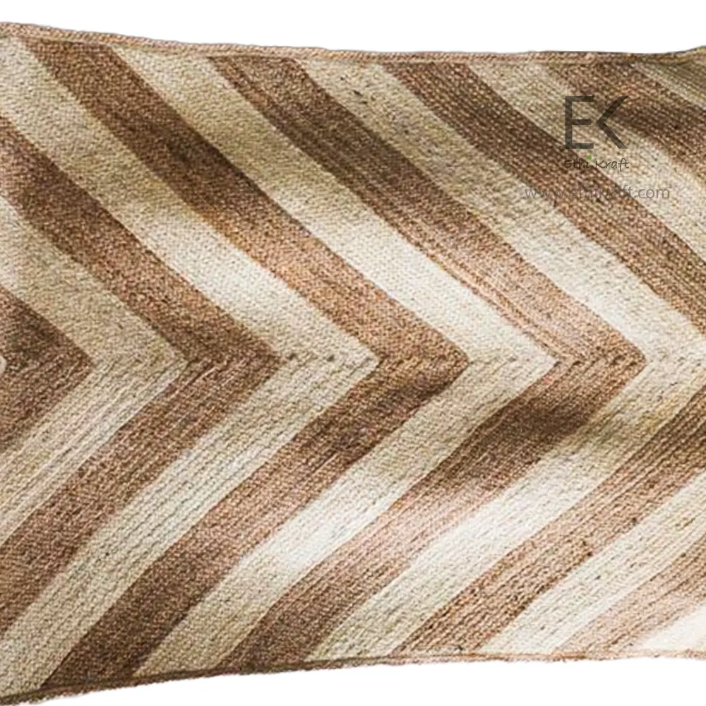 Alternative view of Ethi Kraft Handmade Jute Rug - Thin Braided Rug - 50% Nat & 50% Bleached -  Machine Stitched -Eco Friendly Rugs for Bedroom - Kitchen - Living Room - Farmhouse