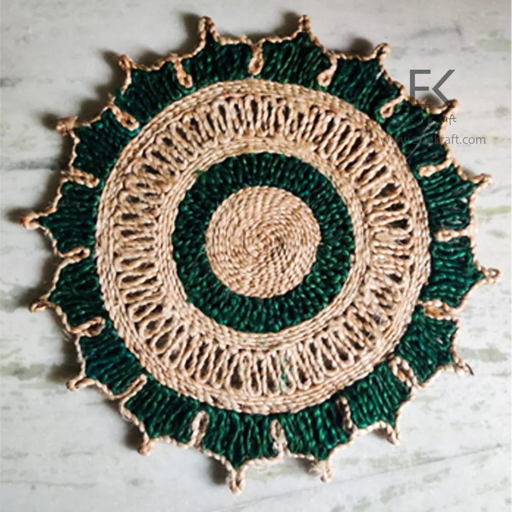 Ethi Kraft Handmade Jute Rug - Placemat - 16 inch - 100% jute