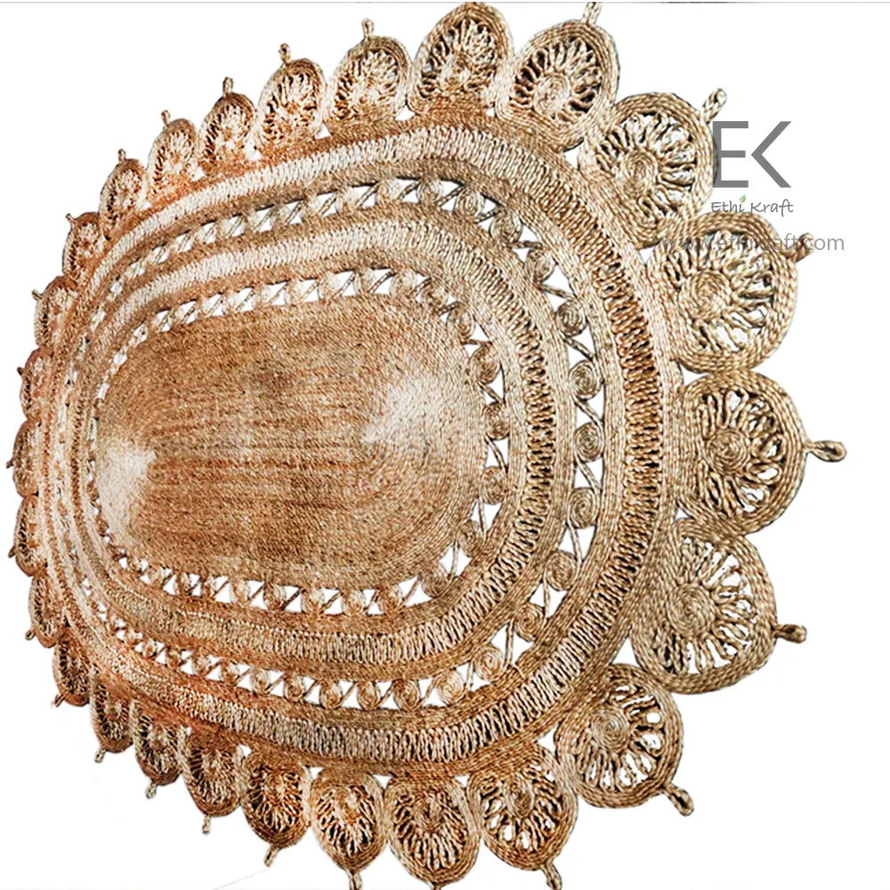 Alternative view of Ethi Kraft Handmade Jute Rug - Oval - 100% Jute - 100% Hand Stitched - Eco Friendly Rugs for Bedroom - Kitchen - Living Room - Farmhouse