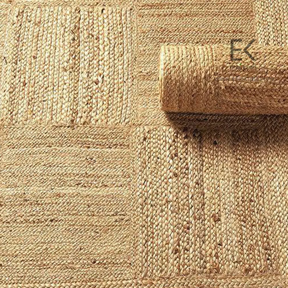 Alternative view of Ethi Kraft Handmade Jute Rug - Thin Braided Rug - 100% jute -  Machine Stitched -Eco Friendly Rugs for Bedroom - Kitchen - Living Room - Farmhouse