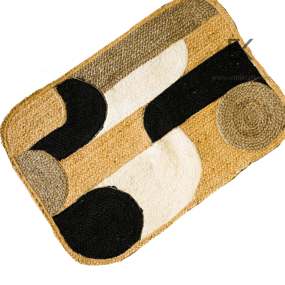 Alternative view of Ethi Kraft Handmade Jute Rug - Pattern fill - 100% jute - Machine Stitched - Eco Friendly Rugs for Bedroom - Kitchen - Living Room - Farmhouse