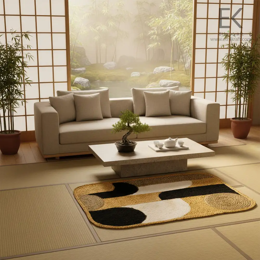 Ethi Kraft Handmade Jute Rug – 100% Natural Jute, Pattern Fill