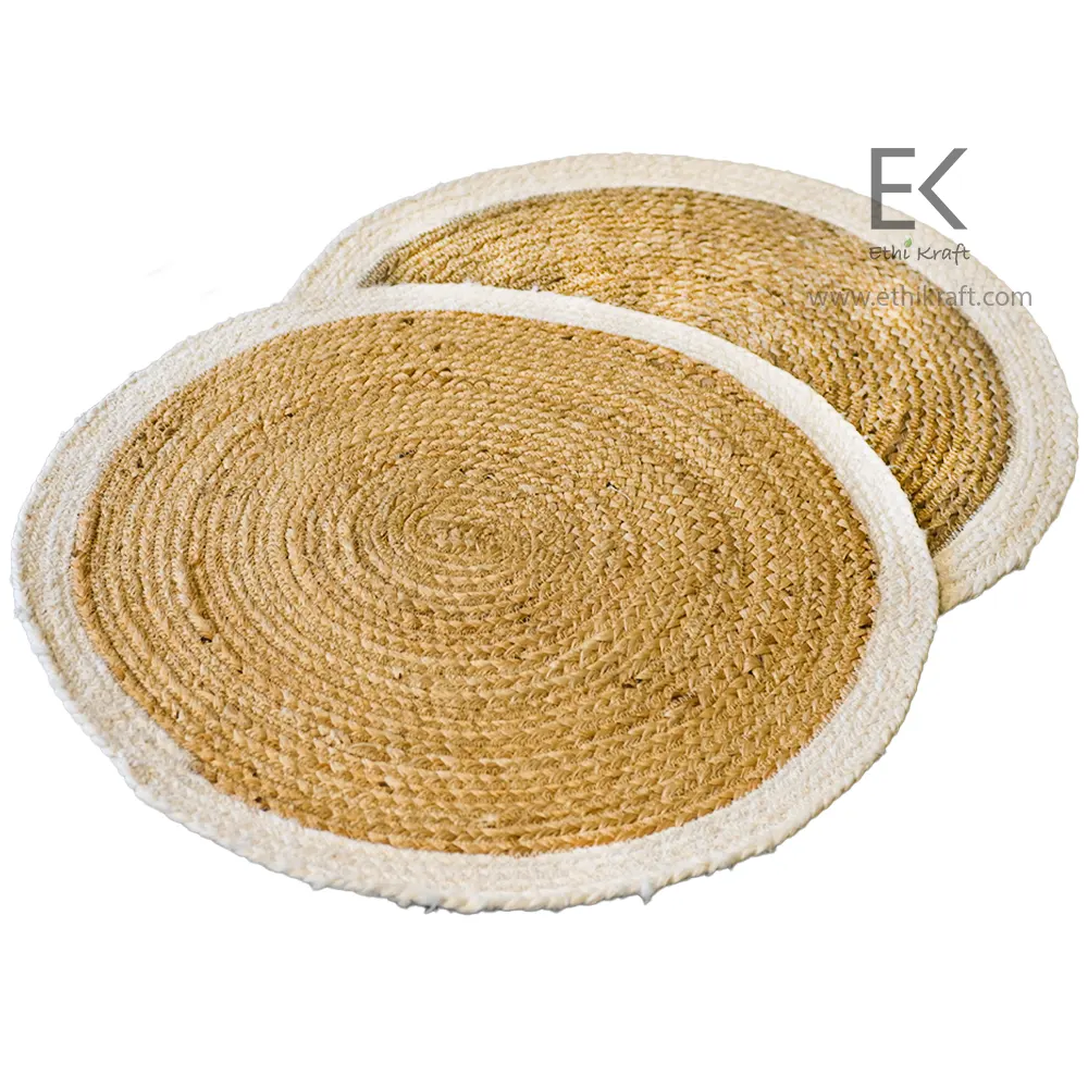 Alternative view of Ethi Kraft Handmade Jute Rug - Place Mat - 100% jute -  Machine Stitched -Eco Friendly Rugs for Bedroom - Kitchen - Living Room - Farmhouse