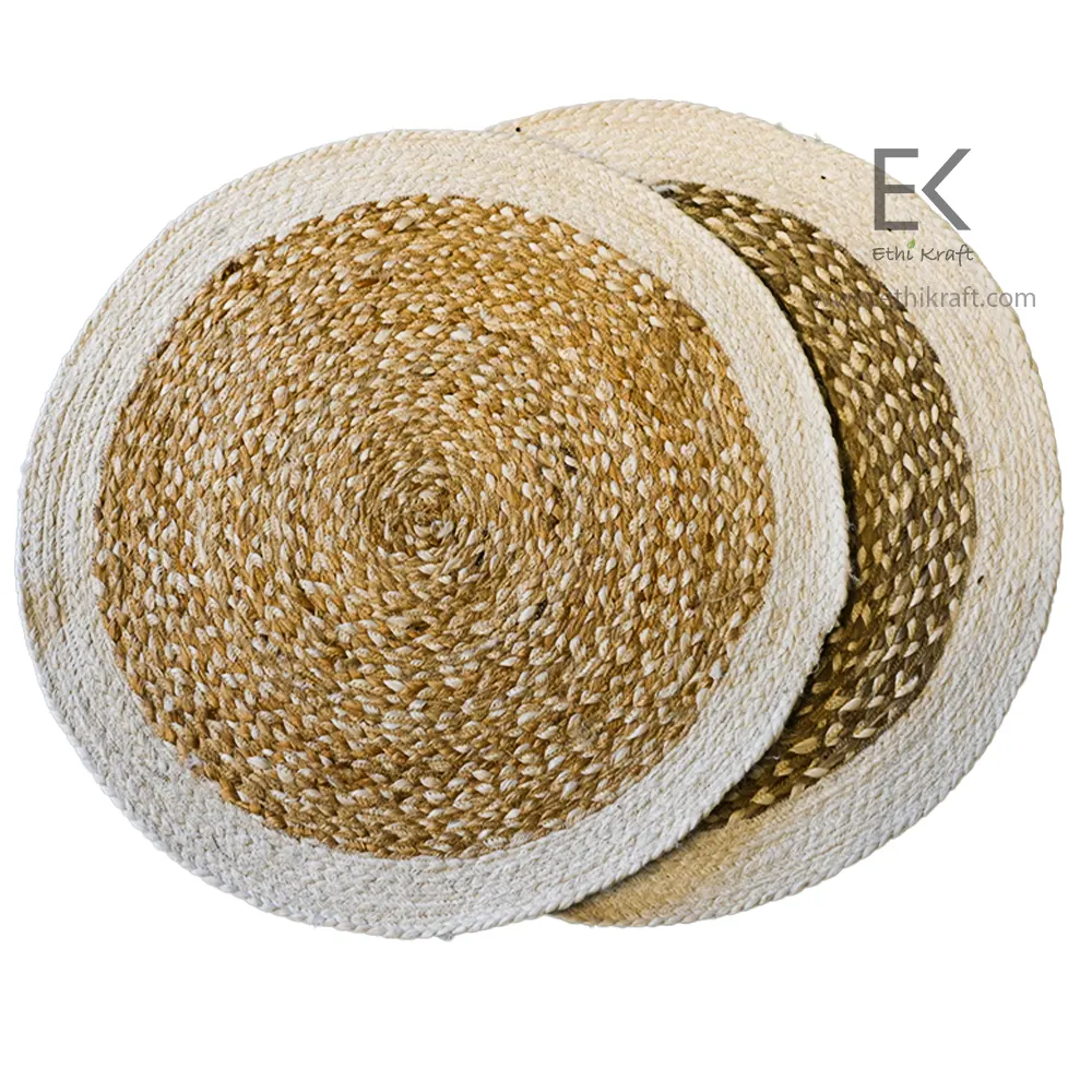 Alternative view of Ethi Kraft Handmade Jute Rug - PlaceMat - 100% jute -  Machine Stitched -Eco Friendly Rugs for Bedroom - Kitchen - Living Room - Farmhouse