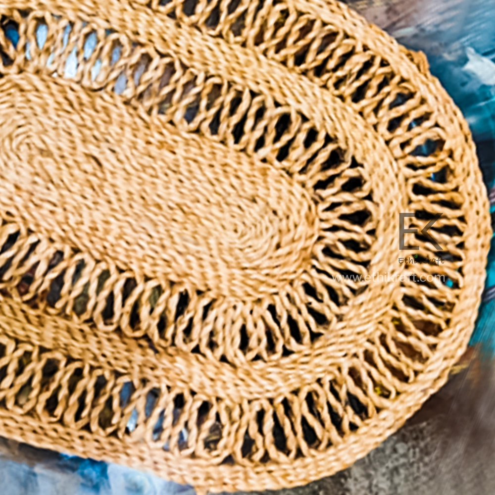 Alternative view of Ethi Kraft Handmade Jute Rug - Placemat -16  inch -100% jute -  100% Hand Stitched - Eco Friendly Rugs for Bedroom - Kitchen - Living Room - Farmhouse