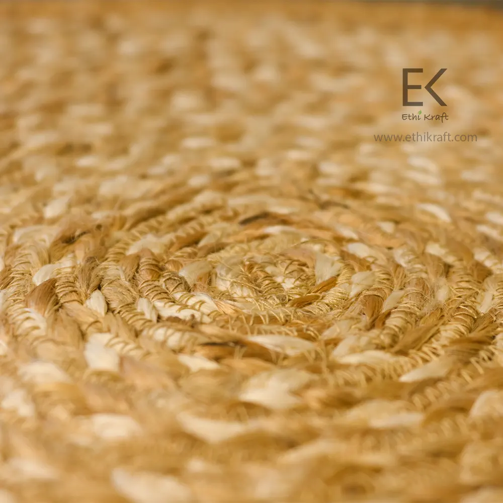 Alternative view of Ethi Kraft Handmade Jute Rug - Round - 100% Jute -  Machine Stitched - Eco Friendly Rugs for Bedroom - Kitchen - Living Room - Farmhouse