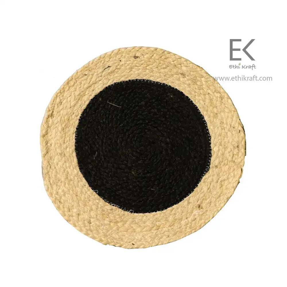 Ethi Kraft Handmade Jute Rug – Round | 50% Nat & 50% Dyed