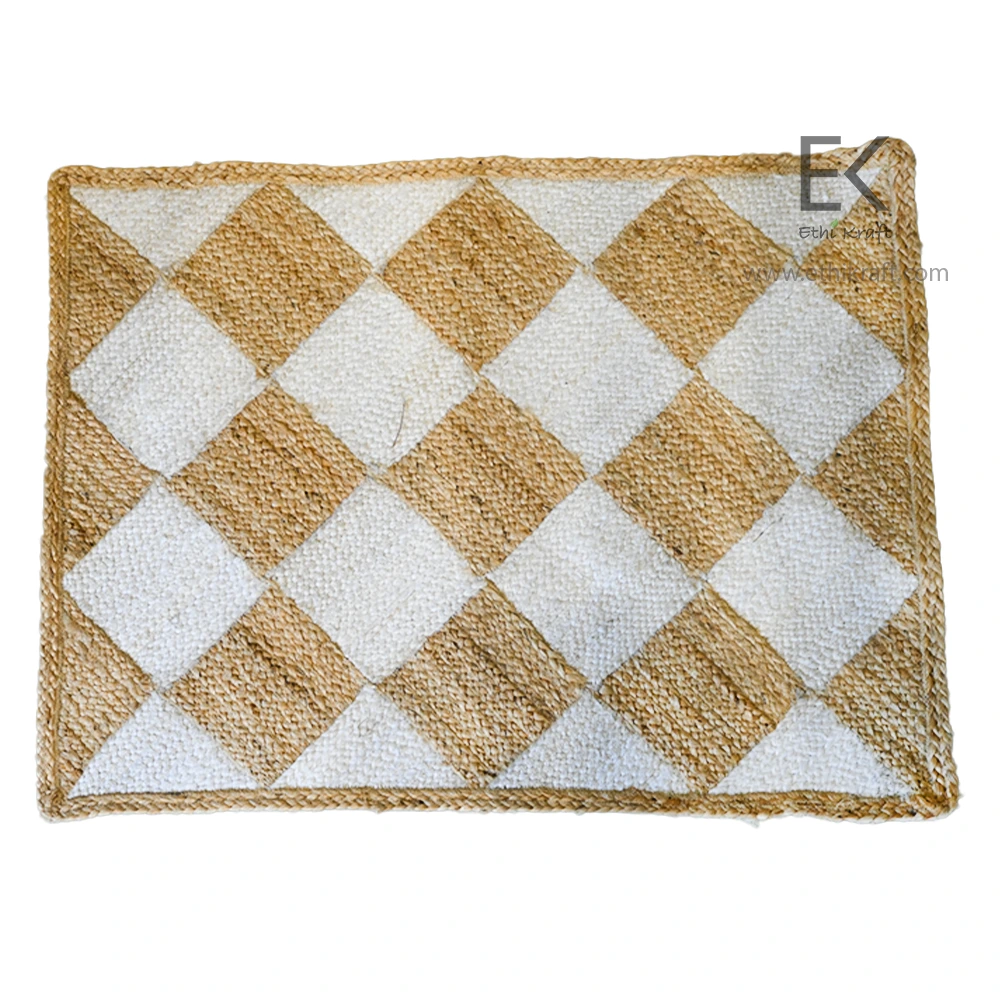 Alternative view of Ethi Kraft Handmade Jute Rug - Box Design - 100% jute -  Machine Stitched -Eco Friendly Rugs for Bedroom - Kitchen - Living Room - Farmhouse
