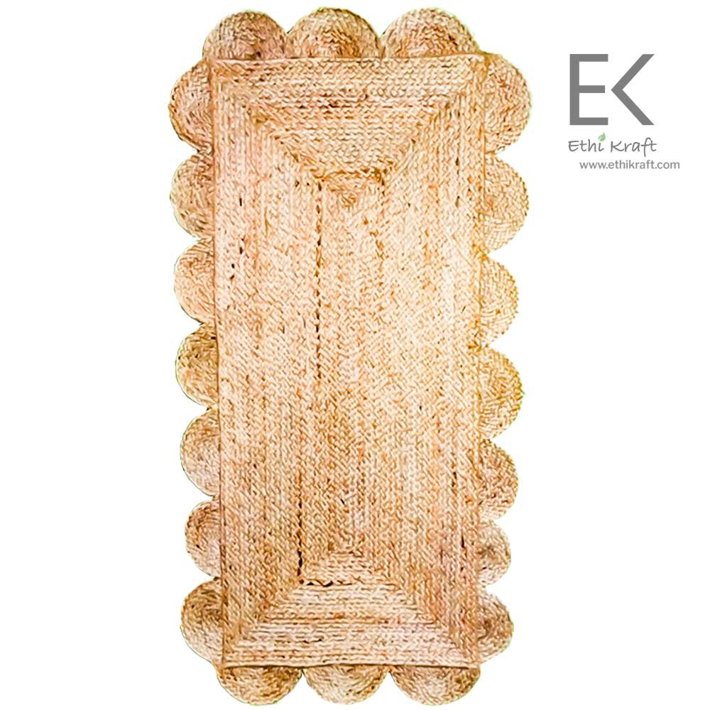 Ethi Kraft Handmade Jute Rug – Thin Braided | 100% Natural Jute | Machine Stitched | Eco-Friendly