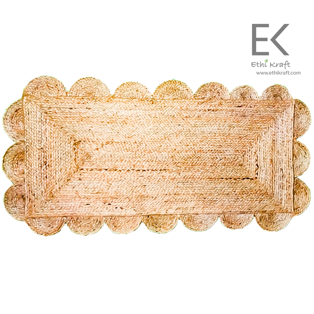 Alternative view of Ethi Kraft Handmade Jute Rug - thin braided rug - 100% jute -  Machine Stitched -Eco Friendly Rugs for Bedroom - Kitchen - Living Room - Farmhouse