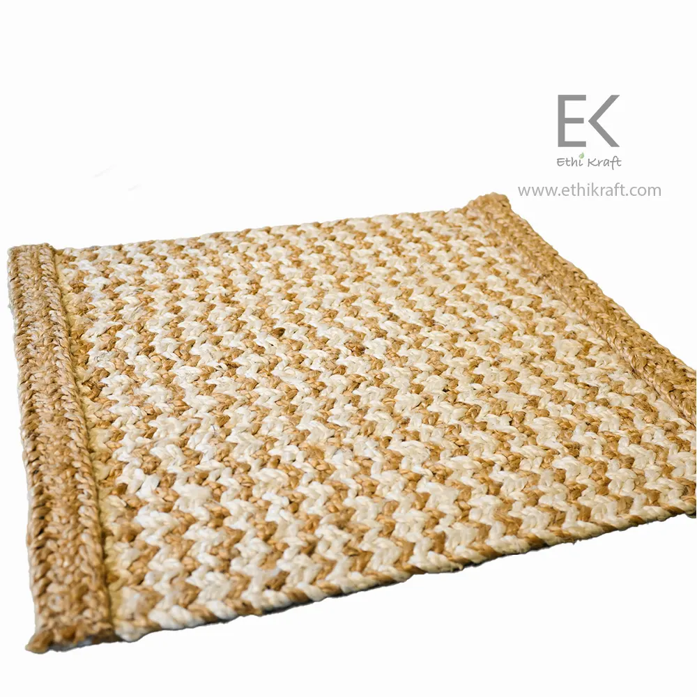 Alternative view of Ethi Kraft Handmade Jute Rug - Double  Braided (10PLY – 1.5Inc) - 100% Jute - 100% Hand Stitched - Eco Friendly Rugs for Bedroom - Kitchen - Living Room - Farmhouse