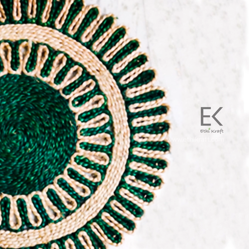 Alternative view of Ethi Kraft Handmade Jute Rug - Placemat - 16 inch - 100% jute - 100% Hand Stitched - Eco Friendly Rugs for Bedroom - Kitchen - Living Room - Farmhouse