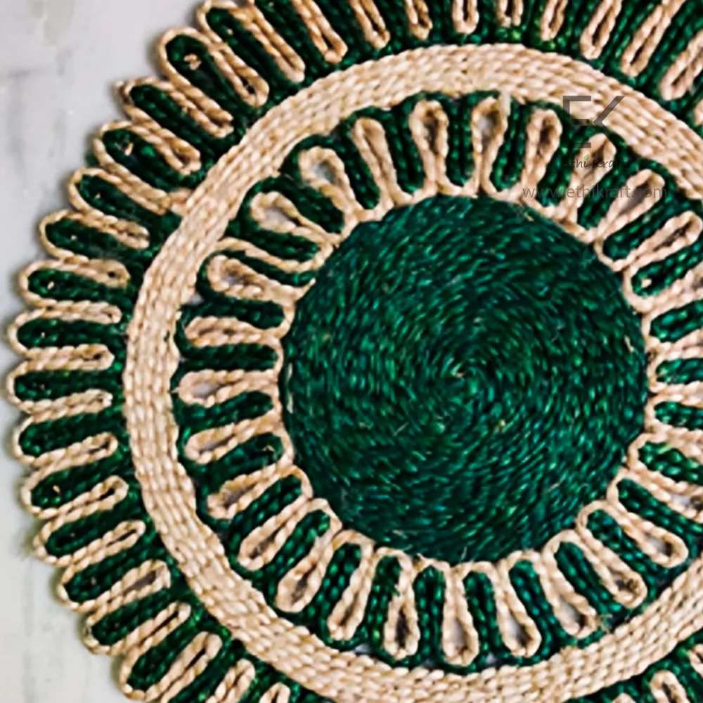 Ethi Kraft Handmade Jute Rug - Placemat - 13 inch -100% Jute