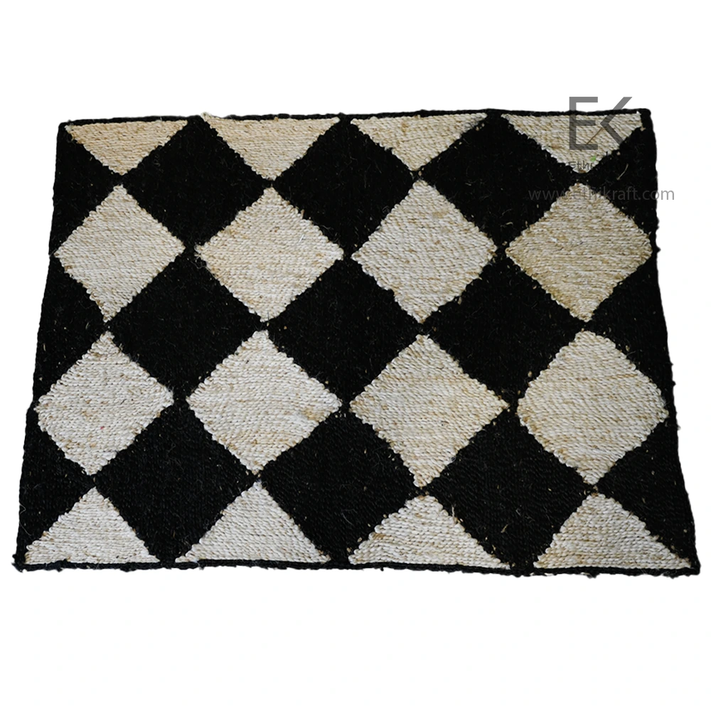 Alternative view of Ethi Kraft Handmade Jute Rug - Diamond Fill - 100% jute - 100% Hand Stitched - Eco Friendly Rugs for Bedroom - Kitchen - Living Room - Farmhouse