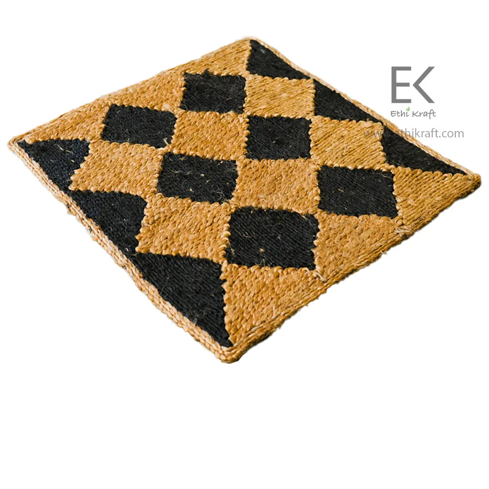 Alternative view of Ethi Kraft Handmade Jute Rug - Diamond Fill - 100% jute - 100% Hand Stitched - Eco Friendly Rugs for Bedroom - Kitchen - Living Room - Farmhouse