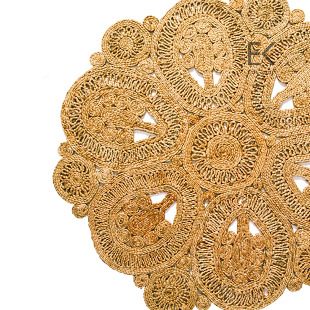 Alternative view of Ethi Kraft Handmade Jute Rug - round - 100% Jute - 100% Hand Stitched - Eco Friendly Rugs for Bedroom - Kitchen - Living Room - Farmhouse