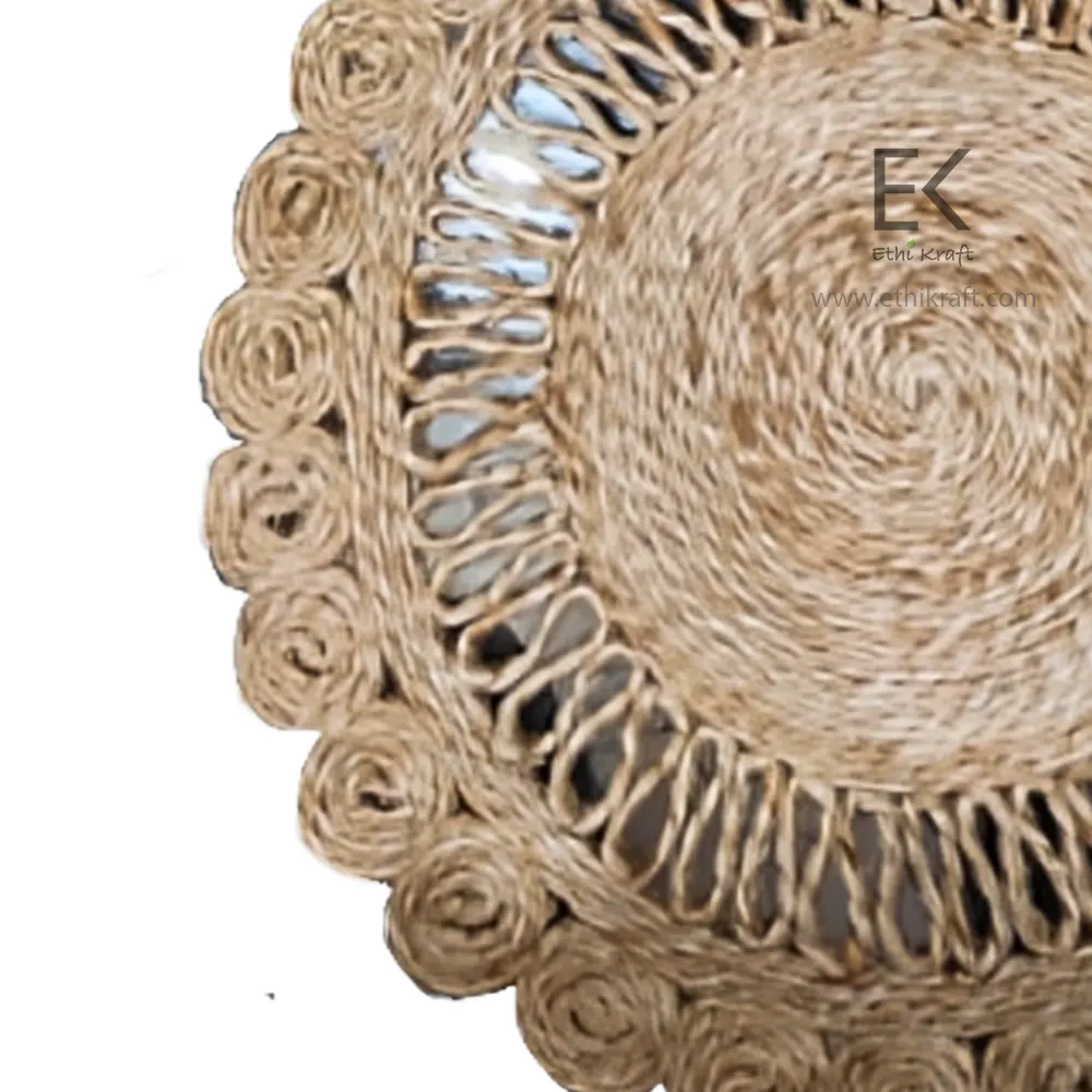 Alternative view of Ethi Kraft Handmade Jute Rug - Placemat -13  inch - 100% jute -  100% Hand Stitched - Eco Friendly Rugs for Bedroom - Kitchen - Living Room - Farmhouse