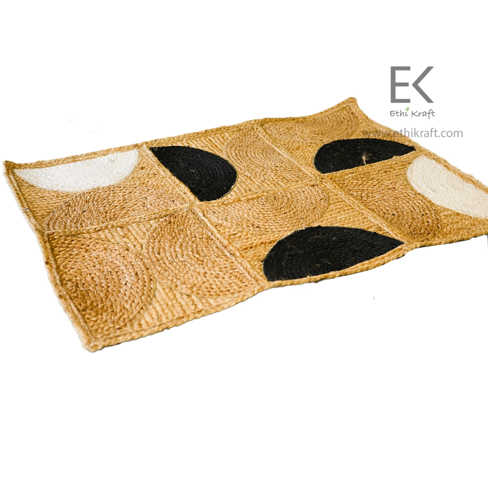 Alternative view of Ethi Kraft Handmade Jute Rug - Pattern fill - 100% jute - Machine Stitched - Eco Friendly Rugs for Bedroom - Kitchen - Living Room - Farmhouse