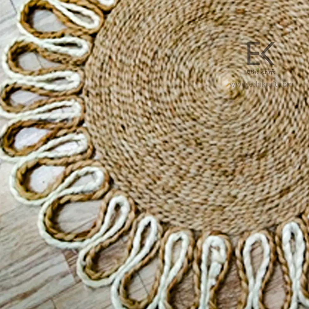 Alternative view of Ethi Kraft Handmade Jute Rug - Placemat - 13  inch - 100% jute - 100% Hand Stitched - Eco Friendly Rugs for Bedroom - Kitchen - Living Room - Farmhouse