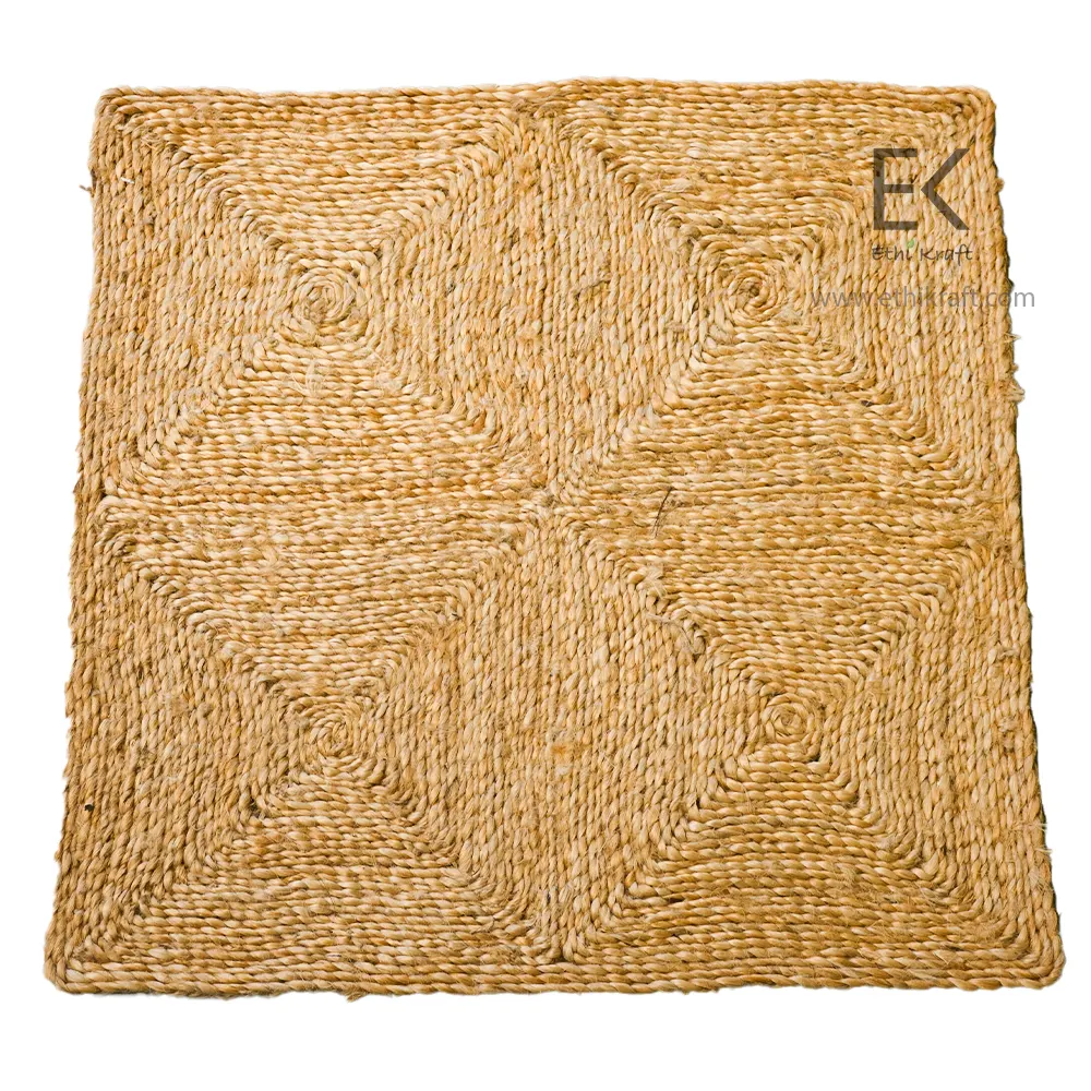 Alternative view of Ethi Kraft Handmade Jute Rug -  Box Design Rug(30X30cm each box) - 100% jute -100% Hand Stitched - Eco Friendly Rugs for Bedroom - Kitchen - Living Room - Farmhouse