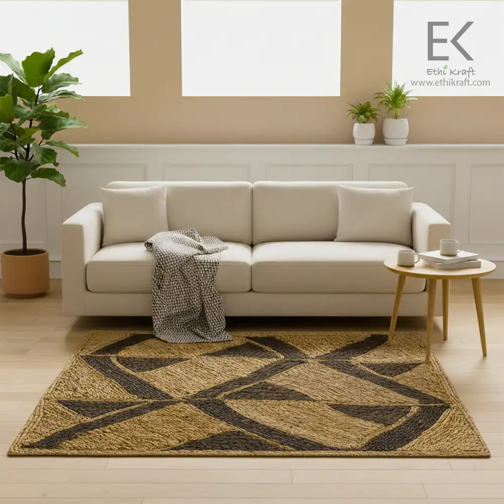 Ethi Kraft Handmade Jute Rug – Pattern Fill – 100% Jute