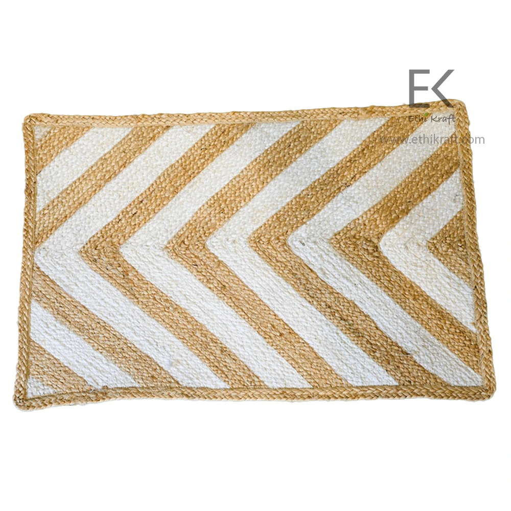 Alternative view of Ethi Kraft Handmade Jute Rug - Pattern fill - 100% jute - Machine Stitched - Eco Friendly Rugs for Bedroom - Kitchen - Living Room - Farmhouse