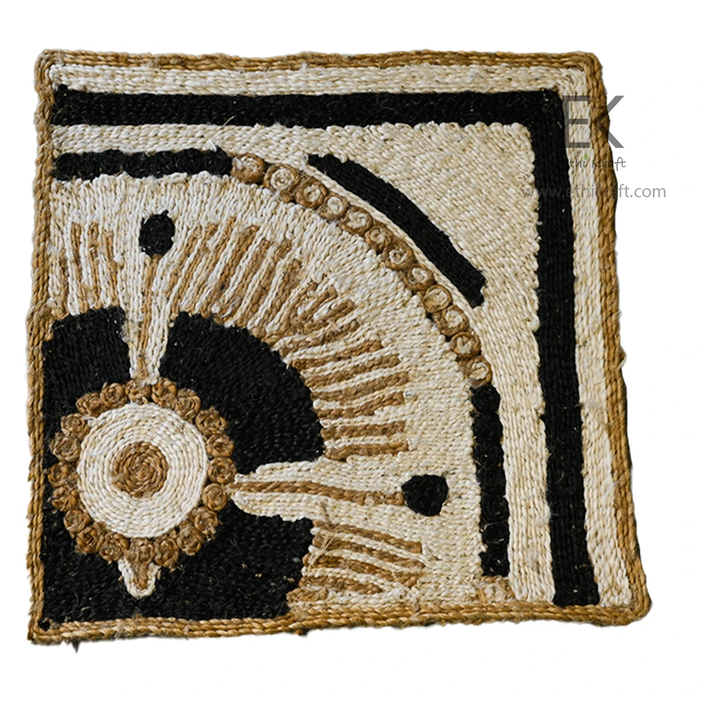 Alternative view of Ethi Kraft Handmade Jute Rug - Pattern fill - 100% jute - 100% Hand Stitched - Eco Friendly Rugs for Bedroom - Kitchen - Living Room - Farmhouse