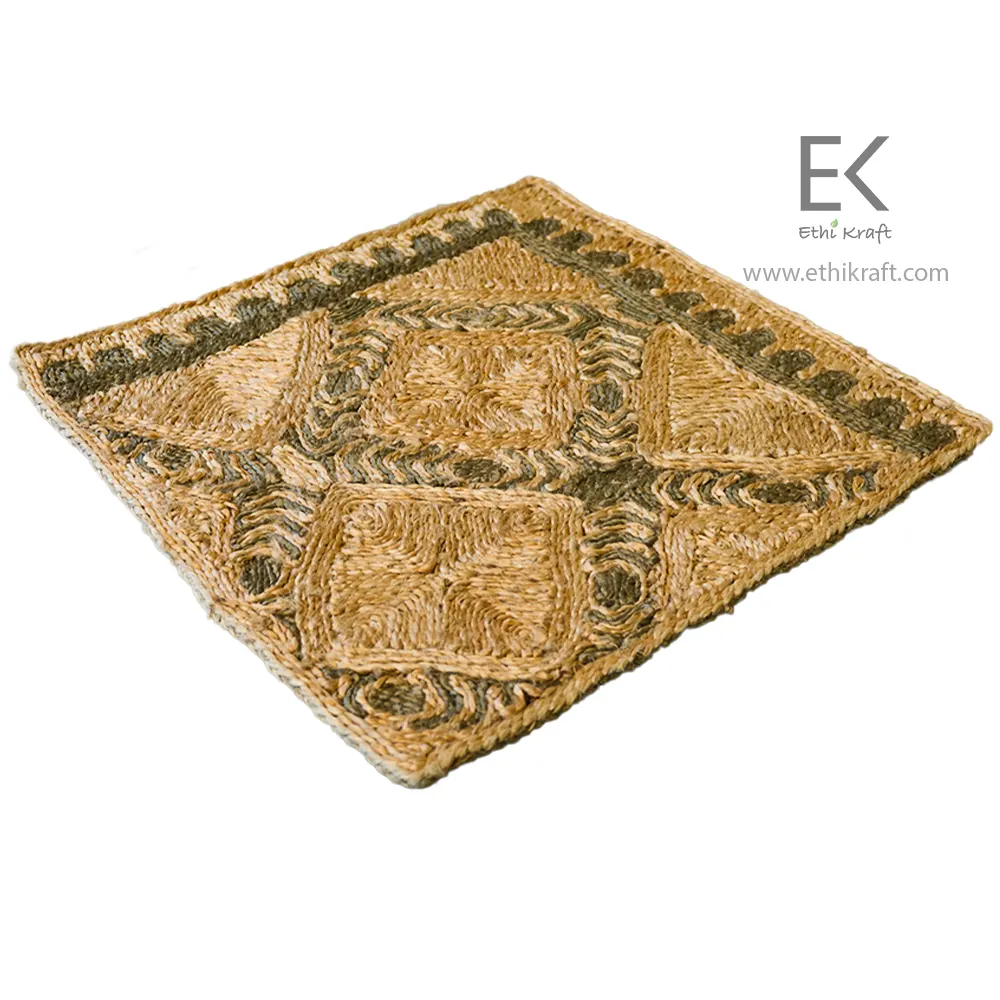 Alternative view of Ethi Kraft Handmade Jute Rug - Pattern fill - 100% jute - 100% Hand Stitched - Eco Friendly Rugs for Bedroom - Kitchen - Living Room - Farmhouse
