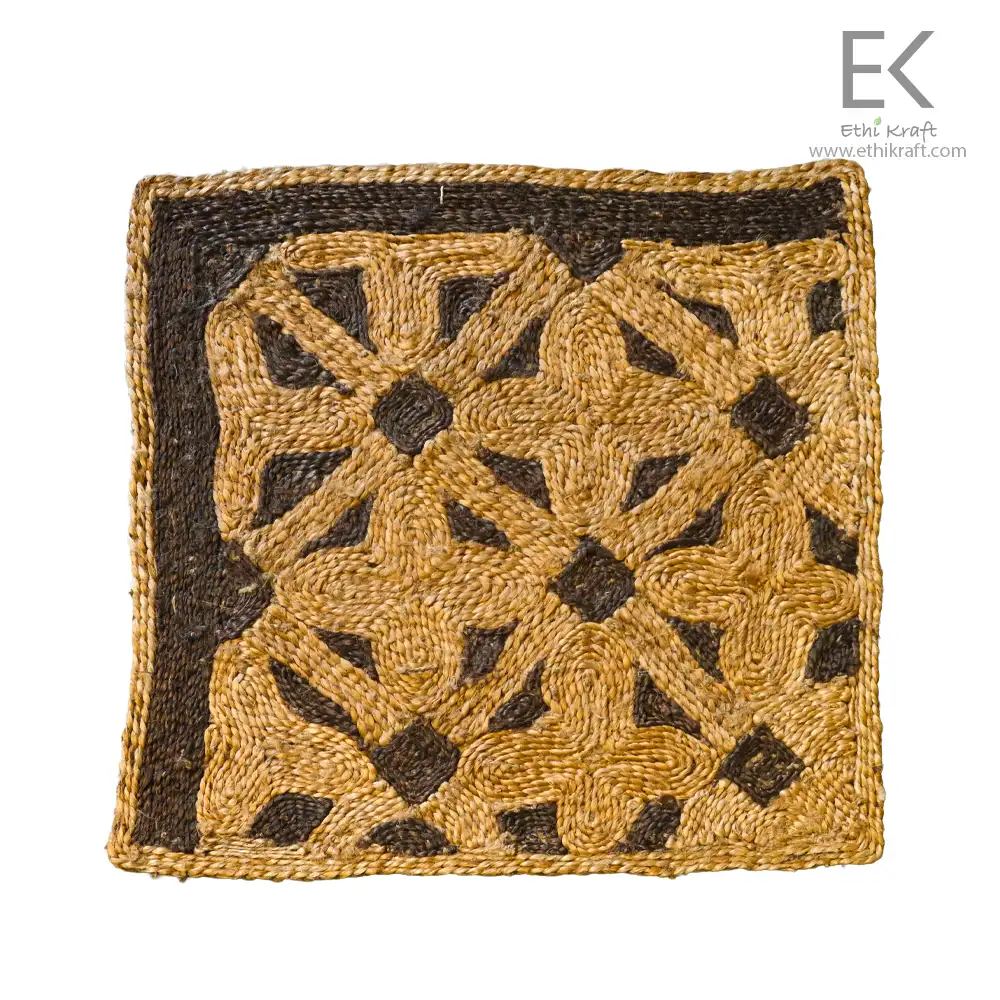 Alternative view of Ethi Kraft Handmade Jute Rug - Pattern fill - 100% jute - 100% Hand Stitched - Eco Friendly Rugs for Bedroom - Kitchen - Living Room - Farmhouse