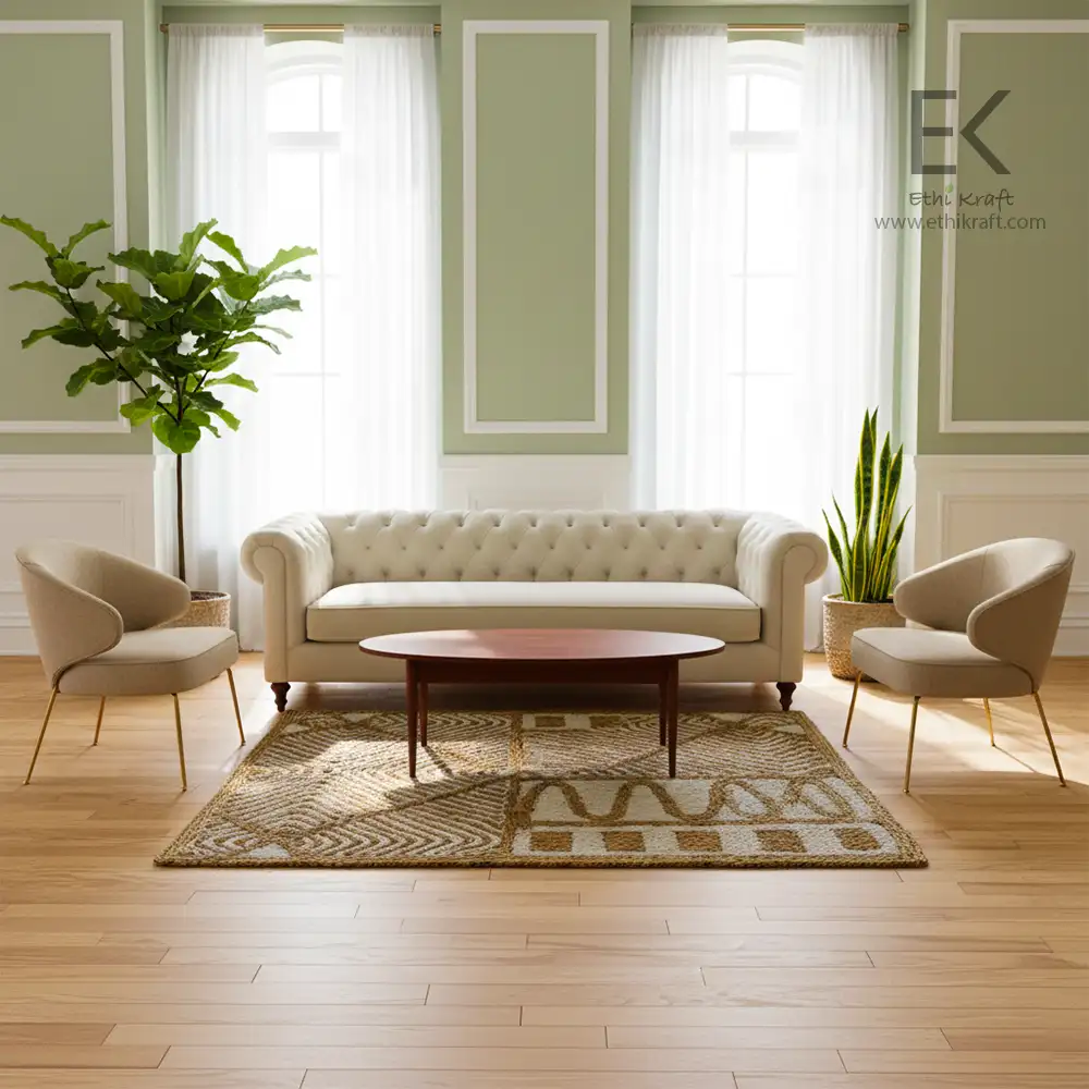 Ethi Kraft Handmade Jute Rug – Pattern Fill – 100% Jute