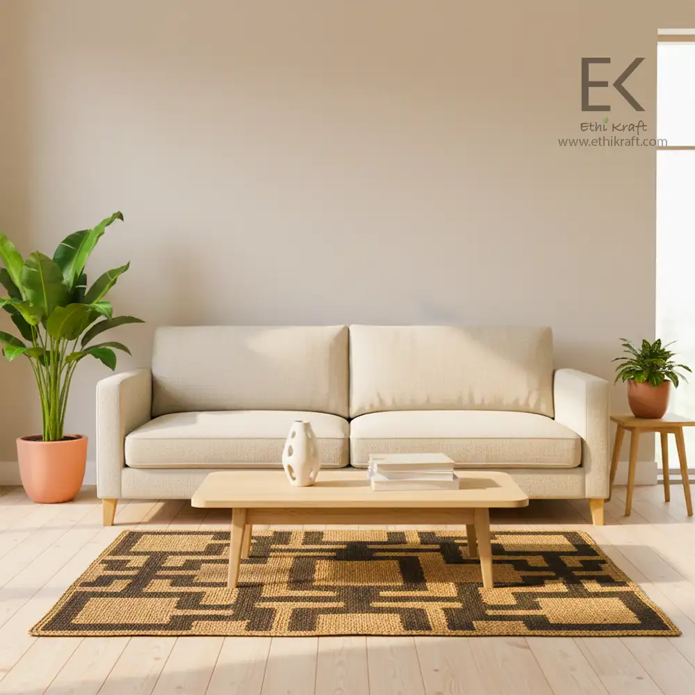 Ethi Kraft Handmade Jute Rug – Pattern Fill – 100% Natural Jute
