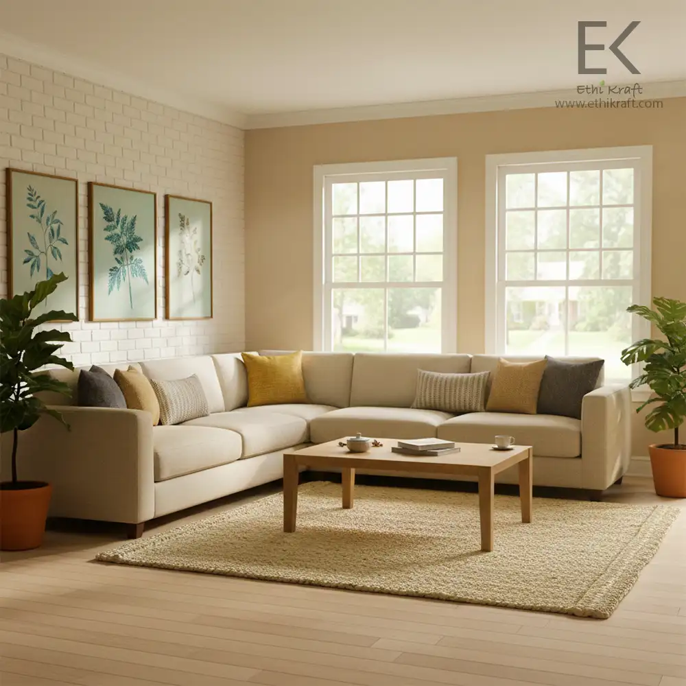 Ethi Kraft Handmade Jute Rug - Placemat  - 100% jute - 100% Hand Stitched - Eco Friendly Rugs for Bedroom - Kitchen - Living Room - Farmhouse