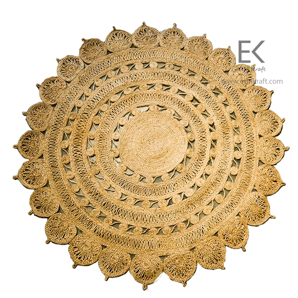 Alternative view of Ethi Kraft Handmade Jute Rug - Placemat - 100% jute - 100% Hand Stitched - Eco Friendly Rugs for Bedroom - Kitchen - Living Room - Farmhouse