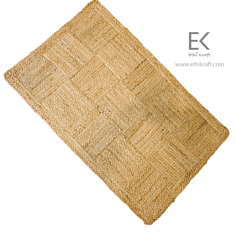 Alternative view of Ethi Kraft Handmade Jute Rug - Place Mat - 100% jute -  Machine Stitched -Eco Friendly Rugs for Bedroom - Kitchen - Living Room - Farmhouse