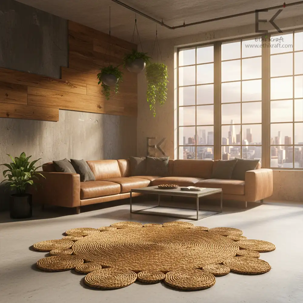 Ethi Kraft Handmade Jute Rug - Round - 100% Jute