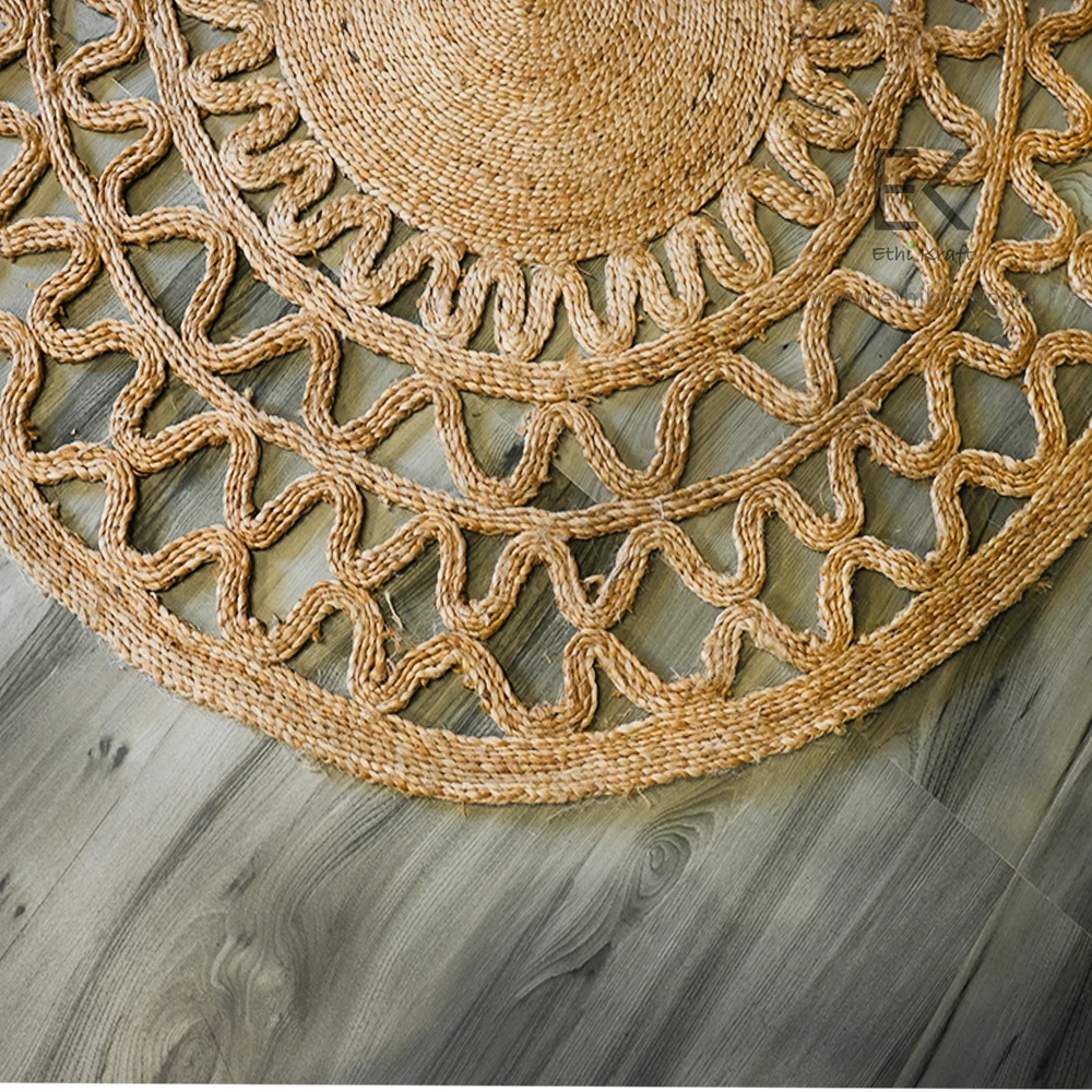 Alternative view of Ethi Kraft Handmade Jute Rug - Round - 100% Jute - 100% Hand Stitched - Eco Friendly Rugs for Bedroom - Kitchen - Living Room - Farmhouse