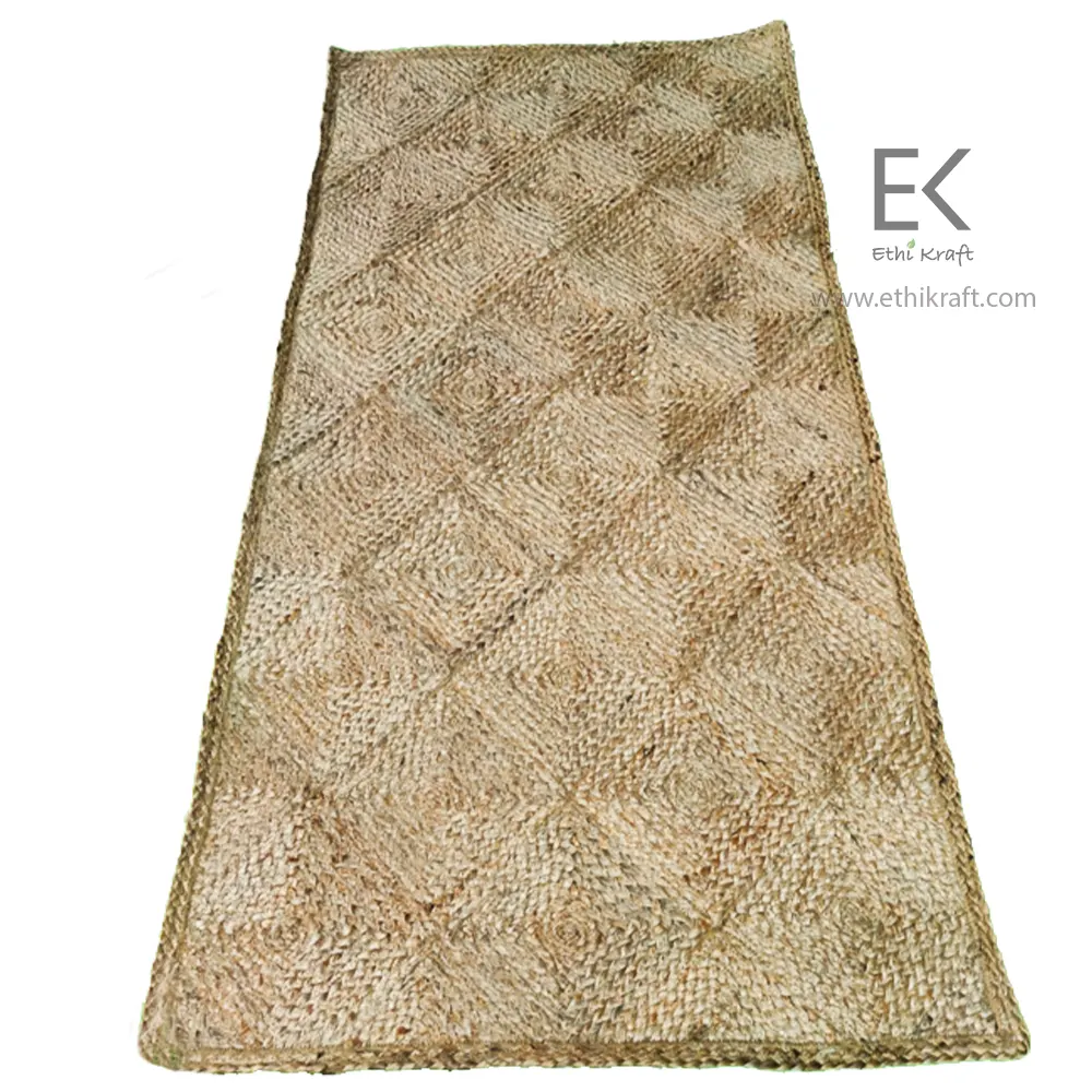 Ethi Kraft Handmade Jute Rug -Thin Braided Rug - 100% jute