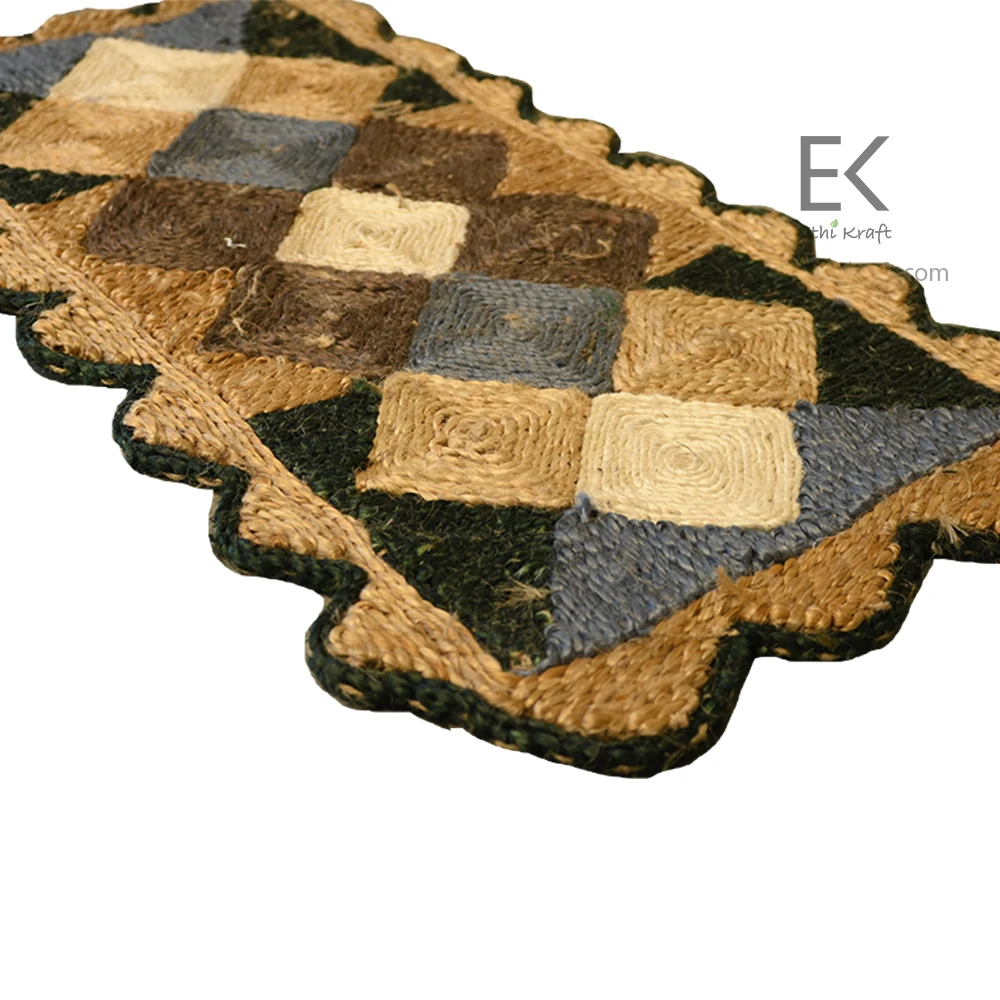 Alternative view of Ethi Kraft Handmade Jute Rug - Diamond Fill - 100% jute - 100% Hand Stitched - Eco Friendly Rugs for Bedroom - Kitchen - Living Room - Farmhouse