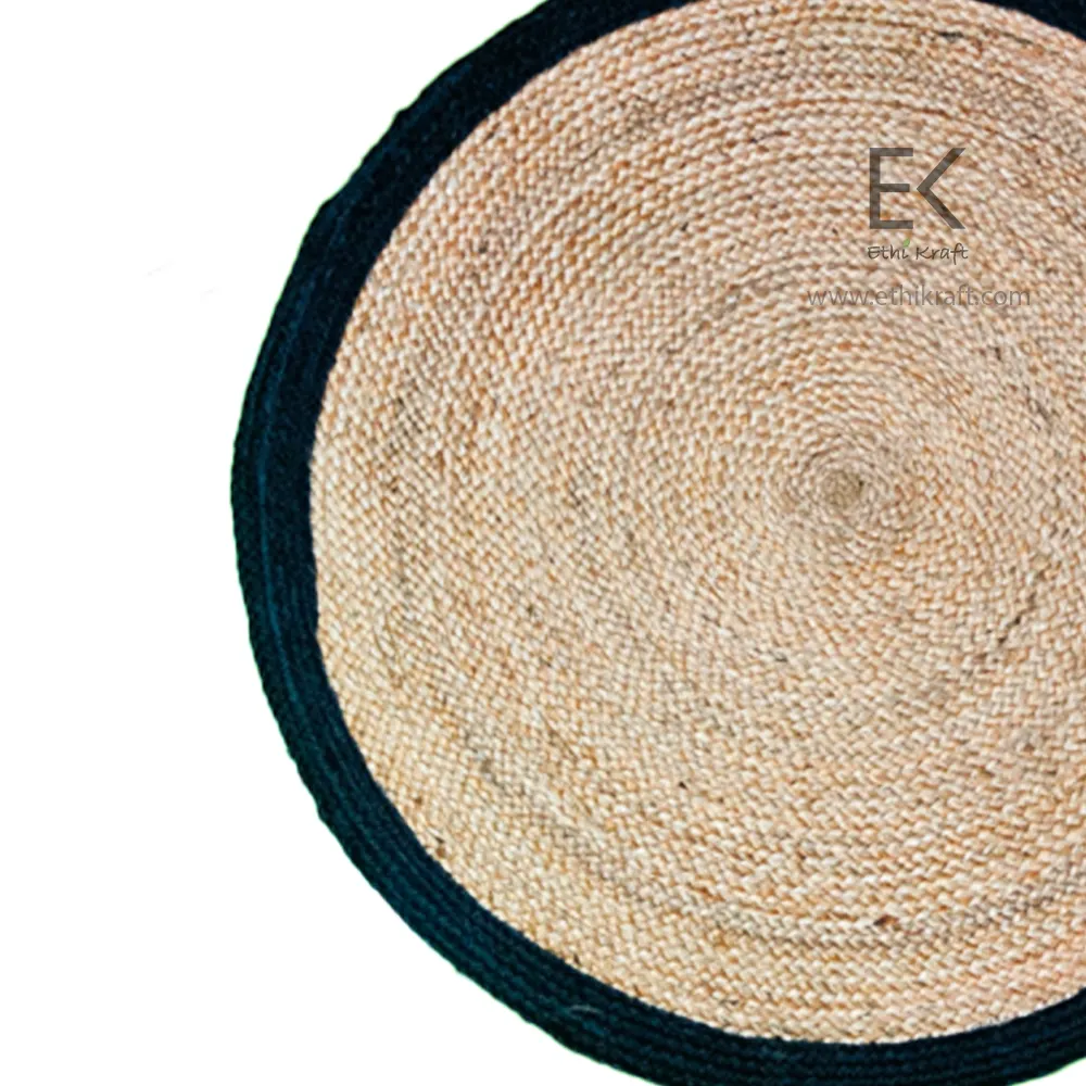 Alternative view of Ethi Kraft Handmade Jute Rug - Thin Braided Rug - 90% Nat & 10% Dye Jute -  Machine Stitched -Eco Friendly Rugs for Bedroom - Kitchen - Living Room - Farmhouse